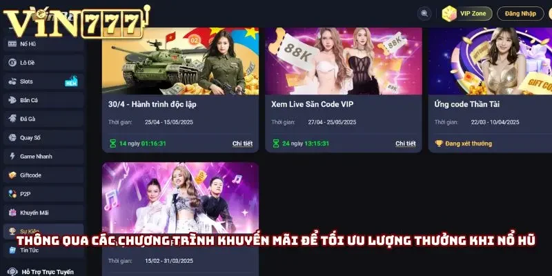 Cách nhận thưởng nổ hũ cao nhất thông qua các chương trình khuyến mãi tại Vin777 Cách nhận thưởng nổ hũ cao nhất thông qua các chương trình khuyến mãi tại Vin777